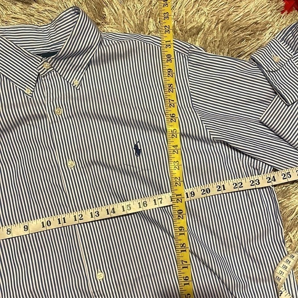 RALPH Lauren Classic Fit Blue and White Stripe Button Up Long Sleeve sz 16 1/2 - Picture 7 of 8